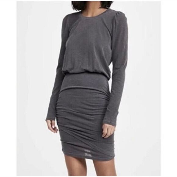 Anthropologie Dresses & Skirts - Anthropologie Sundry Puff Sleeve Shirred Dress in Carbon Size M